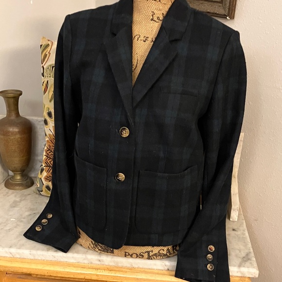 Anthropologie Cartonnier Blue and Green Plaid Blazer Fabulous Look Amazing Feel - Picture 4 of 12